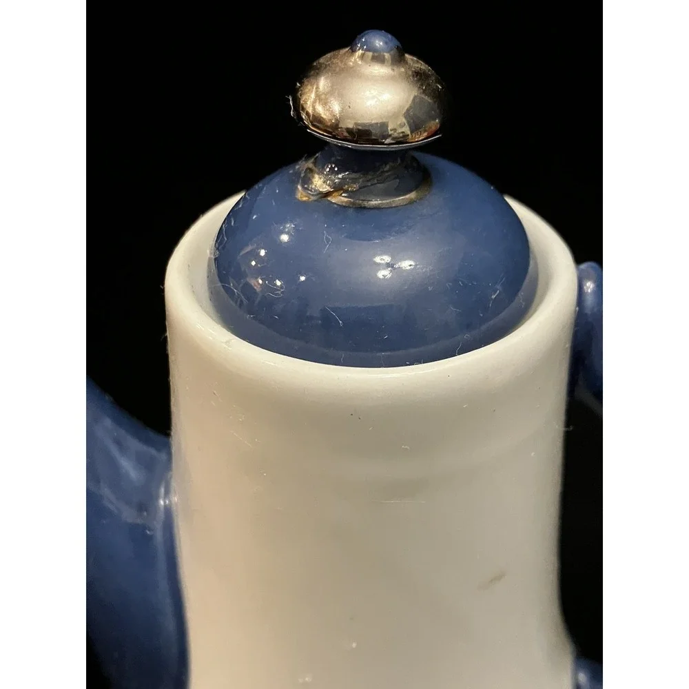 Bombay Vtg Cobalt Blue White Porcelain Arabesque Tea for One Teapot Only 6in